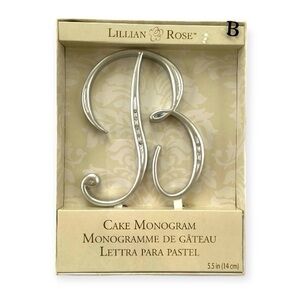 Lillian Rose Silver Letter B Rhinestone Cake Topper Monogram 5.5" Wedding